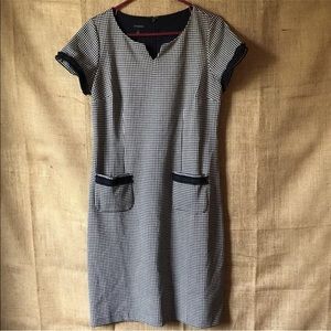Talbots SZ 10 Dress Houndstooth Black White Fray